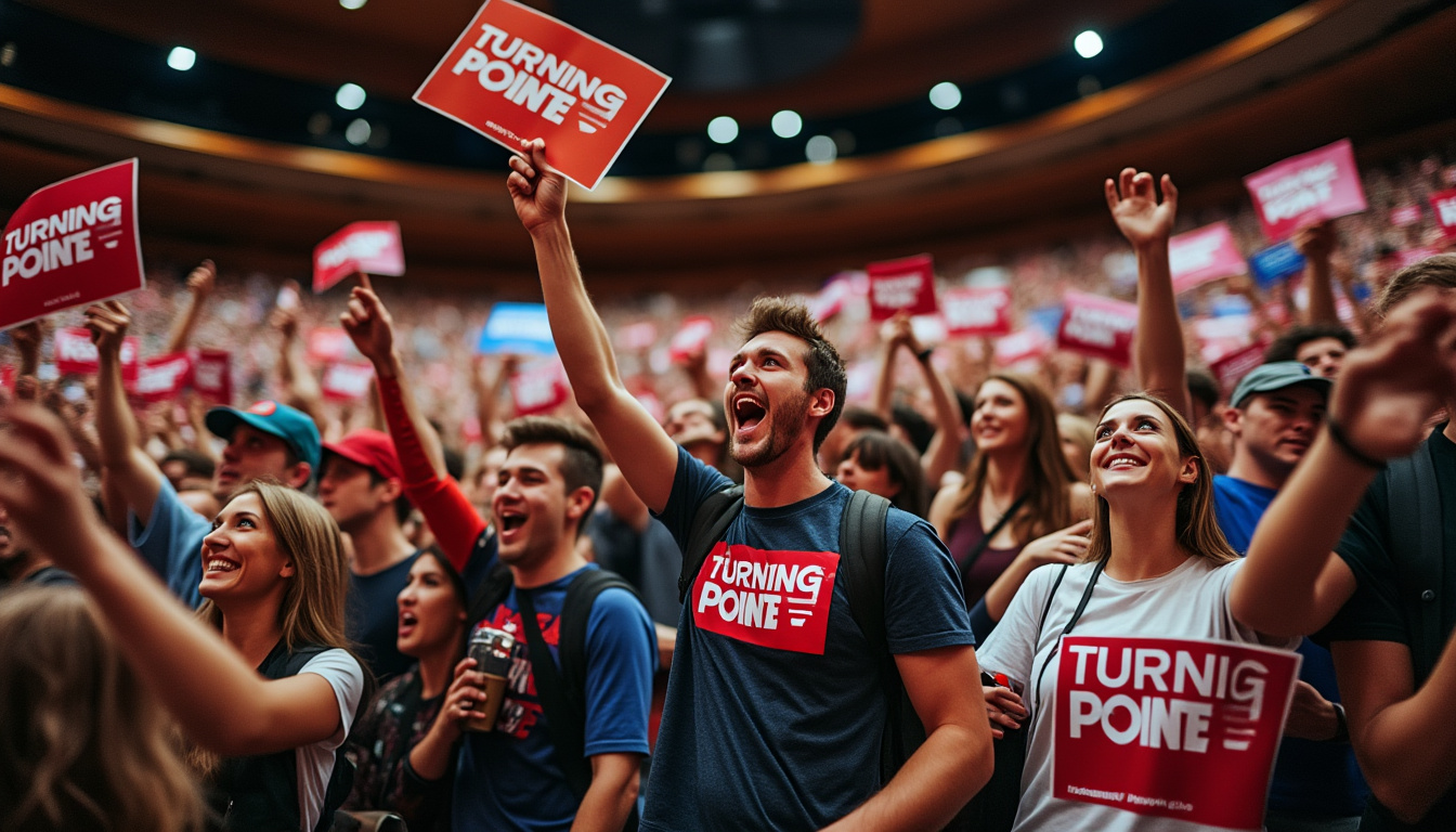 des centaines de participants enthousiastes ont investi burruss hall lors d’un événement organisé par turning point usa, créant une ambiance dynamique et engagée. découvrez les moments marquants couverts par wdbj7.
