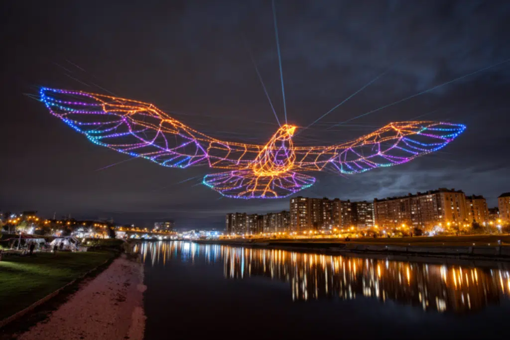 Les spectacles de drones sont personnalisables en fonction de l'événement à réaliser